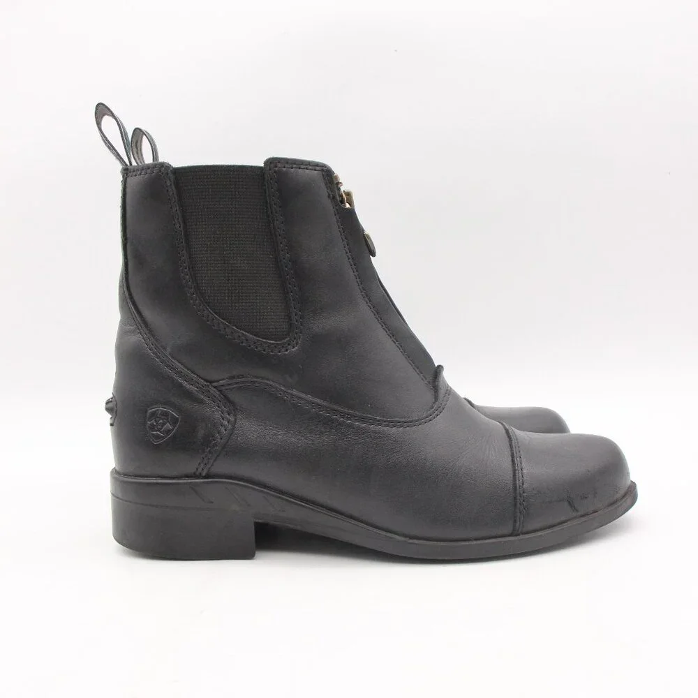 Ariat Kids Size 2 Devon IV Zip Paddock Riding Ankle Black Leather Boots